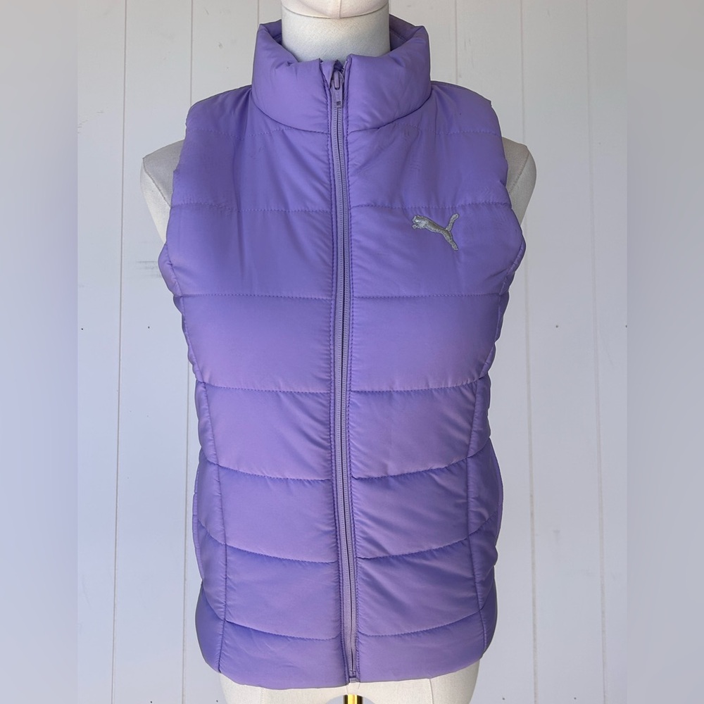 Puma Brand Girls Puffer Vest Zipโ Front Light Purple Size Medium 10-12